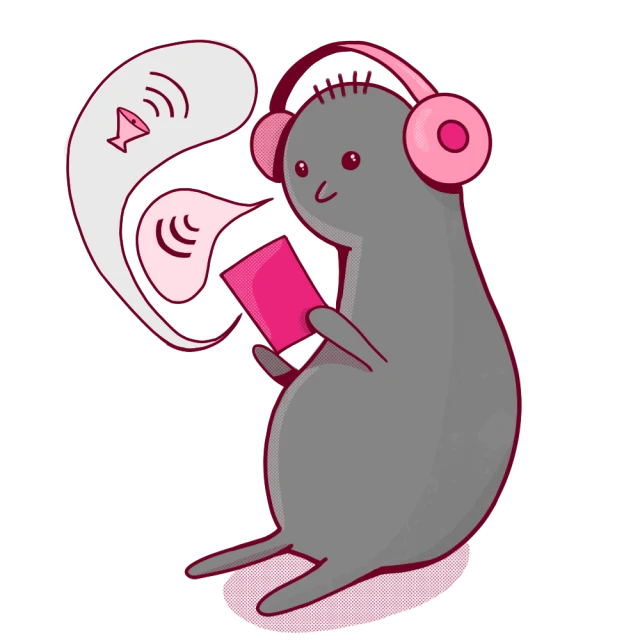 Blob character working at a computer