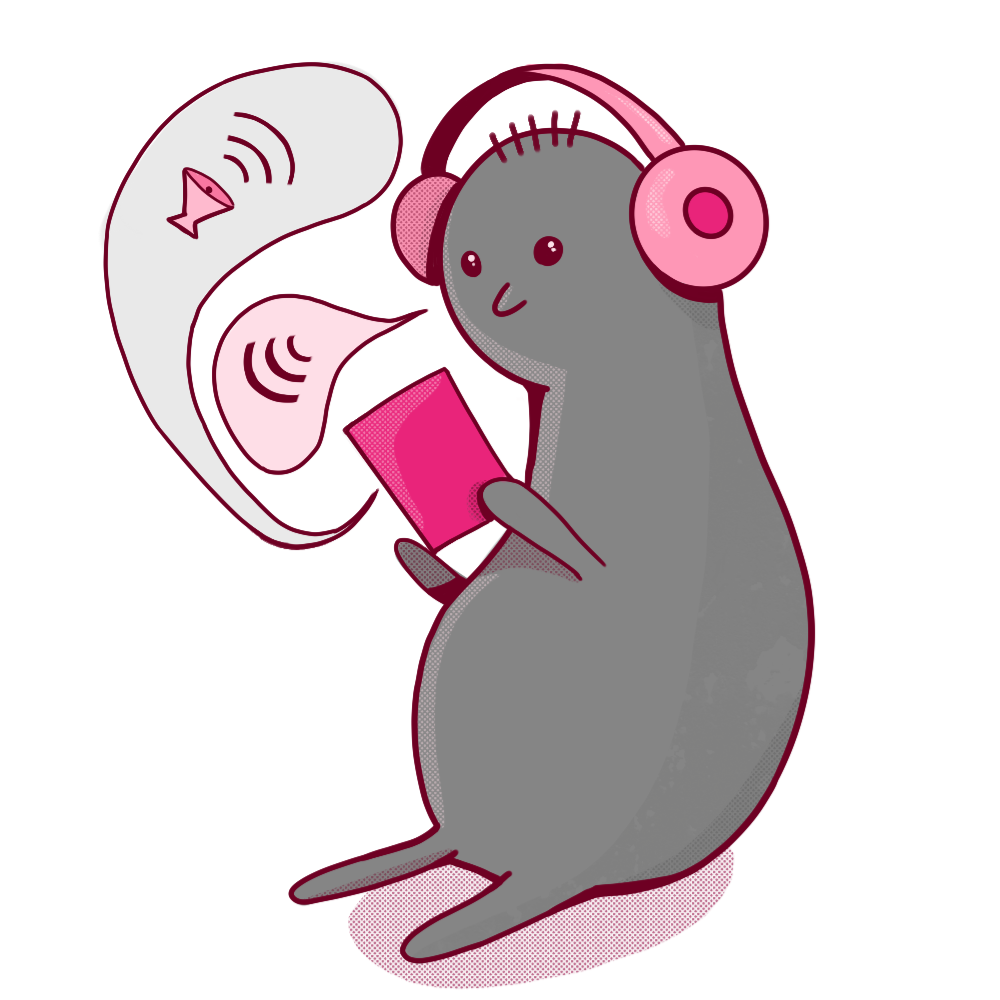 Blob character working at a computer