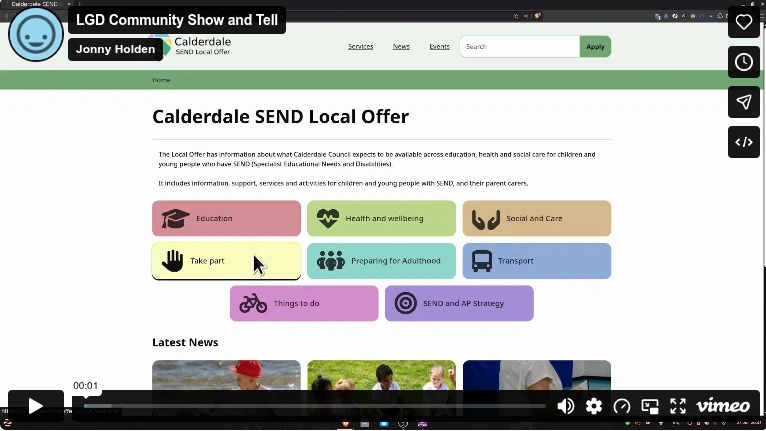 Screenshot from the LocalGov Drupal show and tell, July 2025