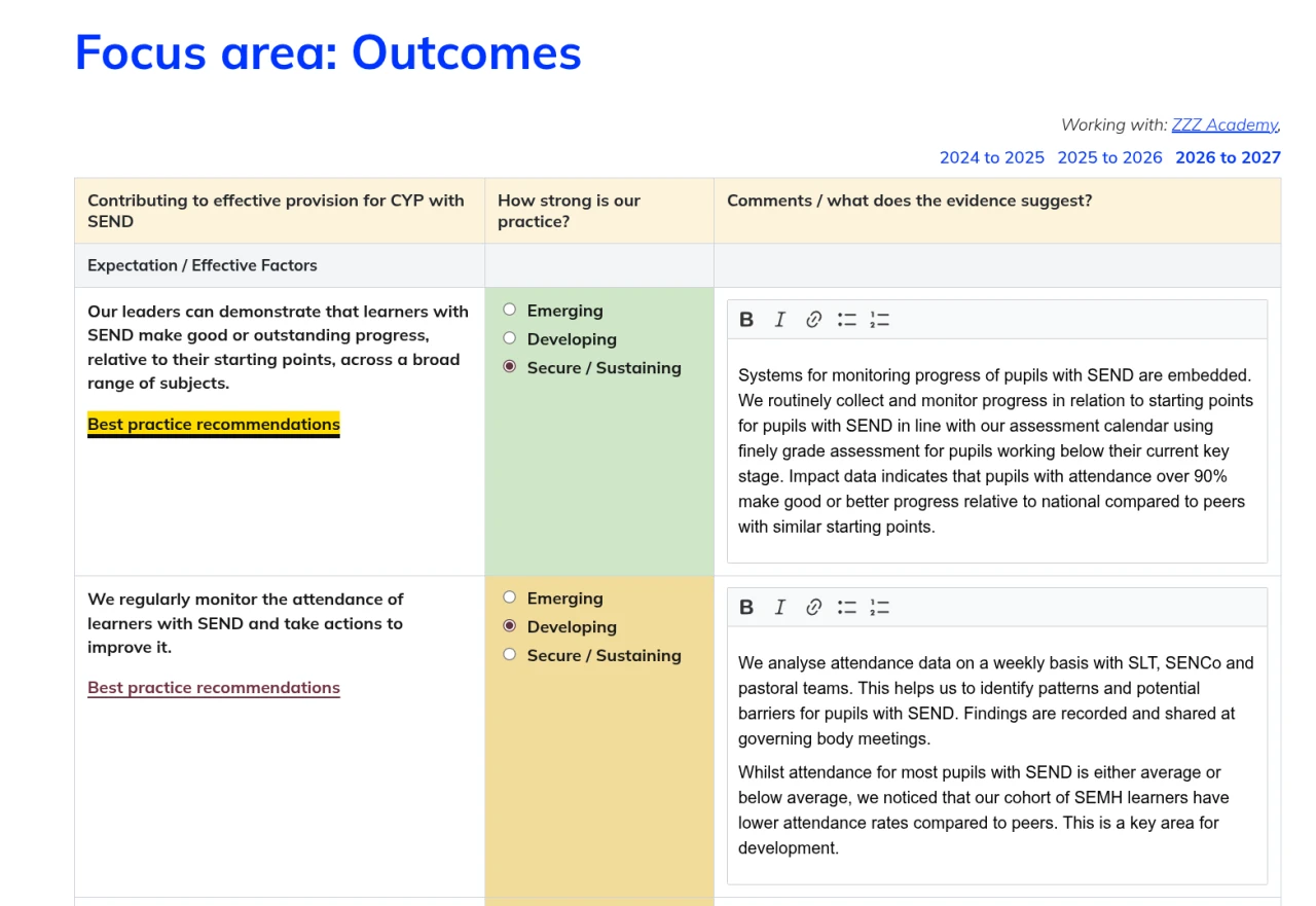Screenshot of a Belong action plan outcome