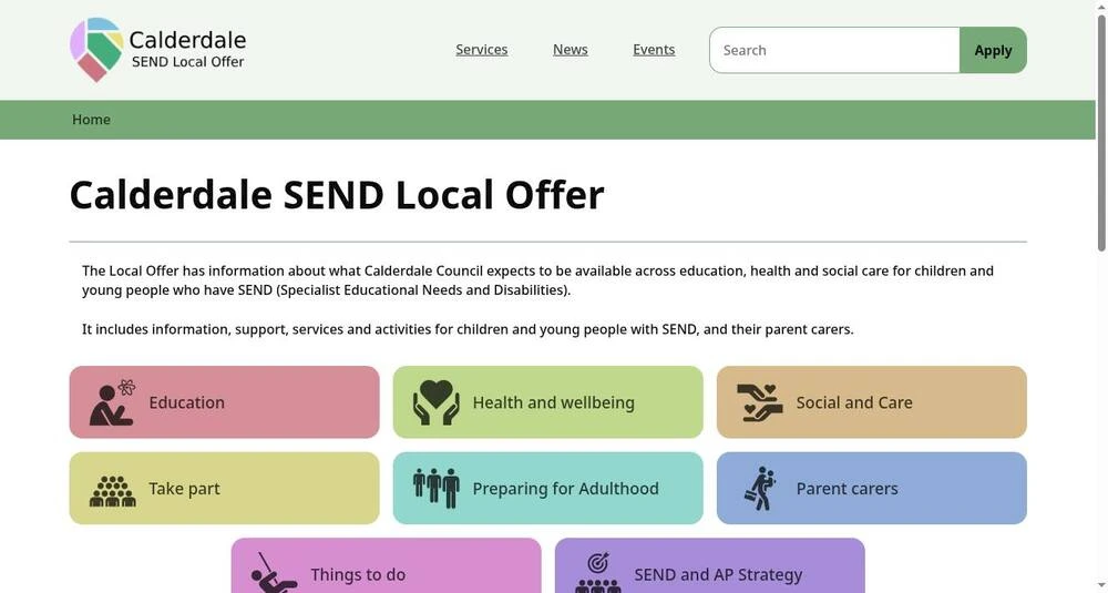 The Calderdale SEND Local Offer, on Placid since 2025