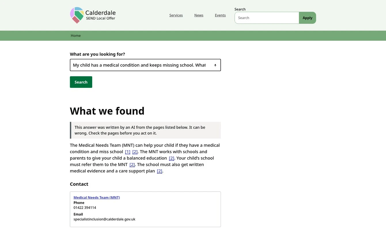 screen shot of mock up ai search