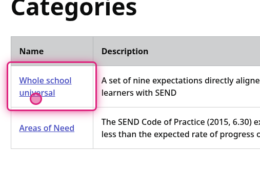 Screenshot of step 3, click on Whole school universal
