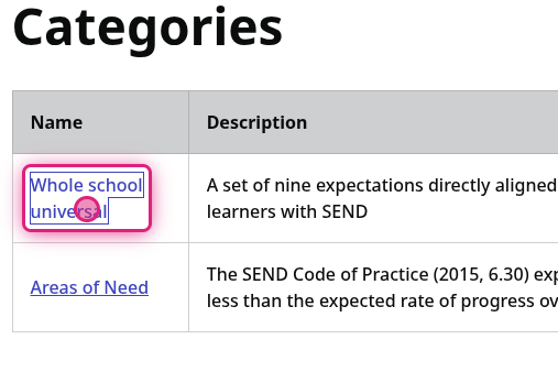 Screenshot of step 4, click on Whole school universal