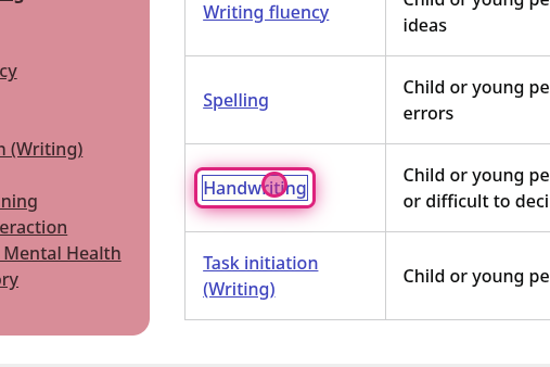 Screenshot of step 6, click on Handwriting