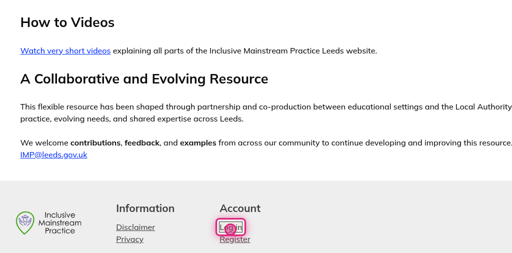Screenshot of step 2, click on Log in