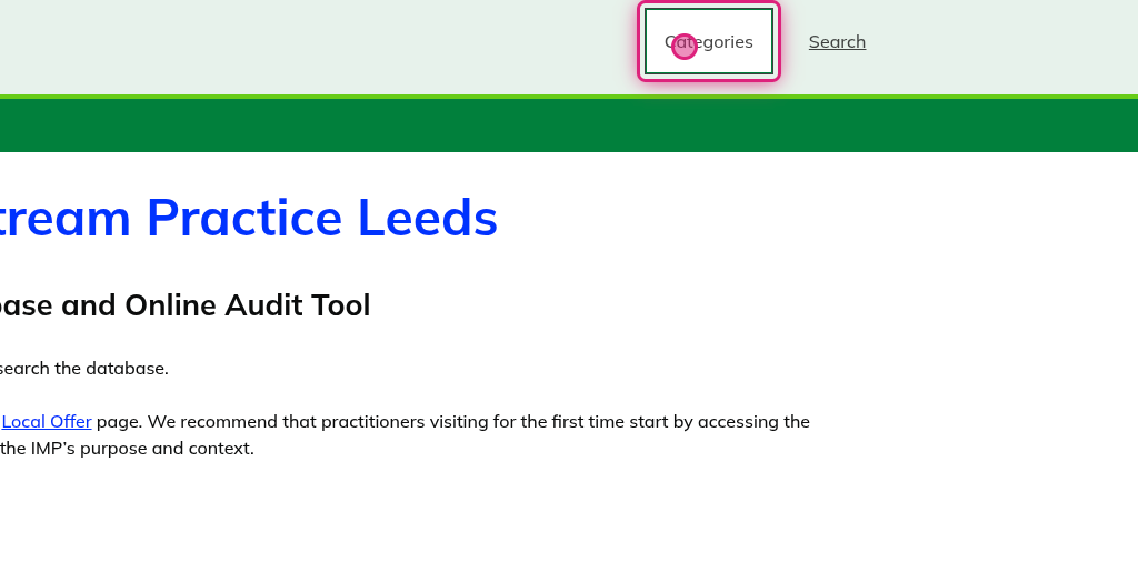 Screenshot of step 2, click on Categories