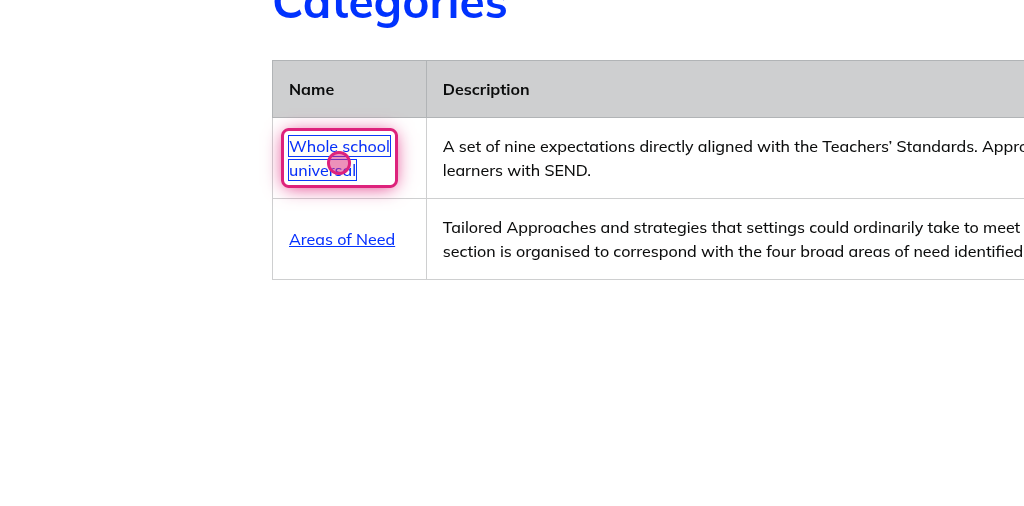 Screenshot of step 3, click on Whole school universal