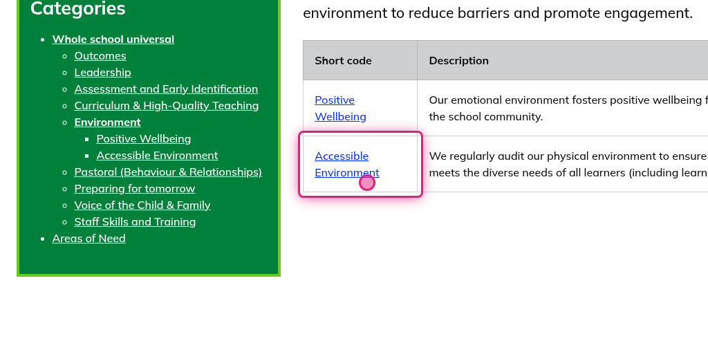 Screenshot of step 5, click on Accessible Environment