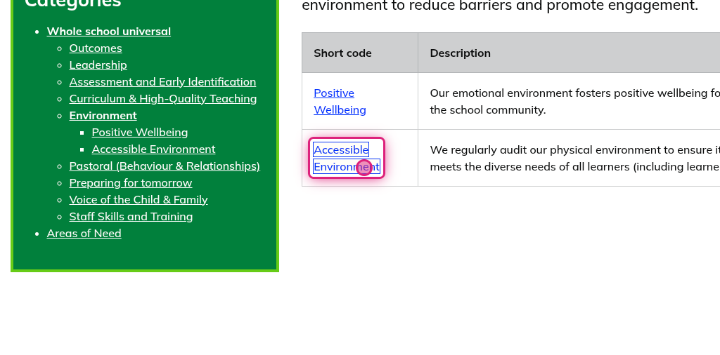 Screenshot of step 6, click on Accessible Environment