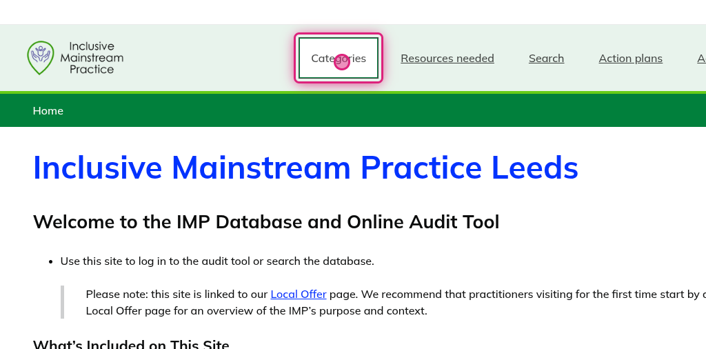 Screenshot of step 2, click on Categories