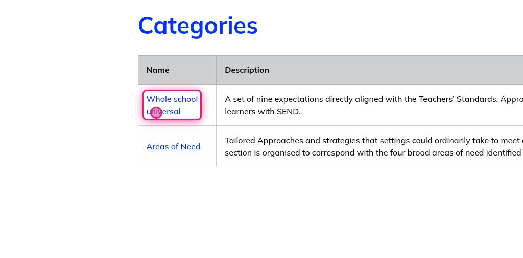 Screenshot of step 3, click on Whole school universal