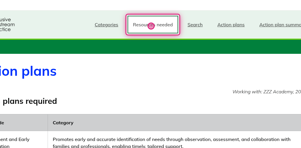 Screenshot of step 2, click on Resources needed