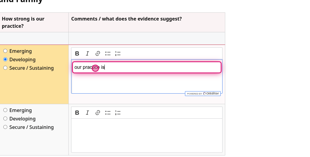 Screenshot of step 6, type in Comments