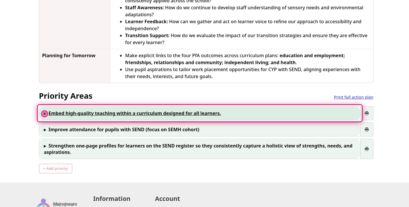 Screenshot of step 2, click on a Priority Area