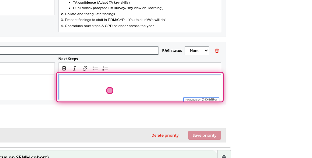 Screenshot of step 6, add the Next Steps