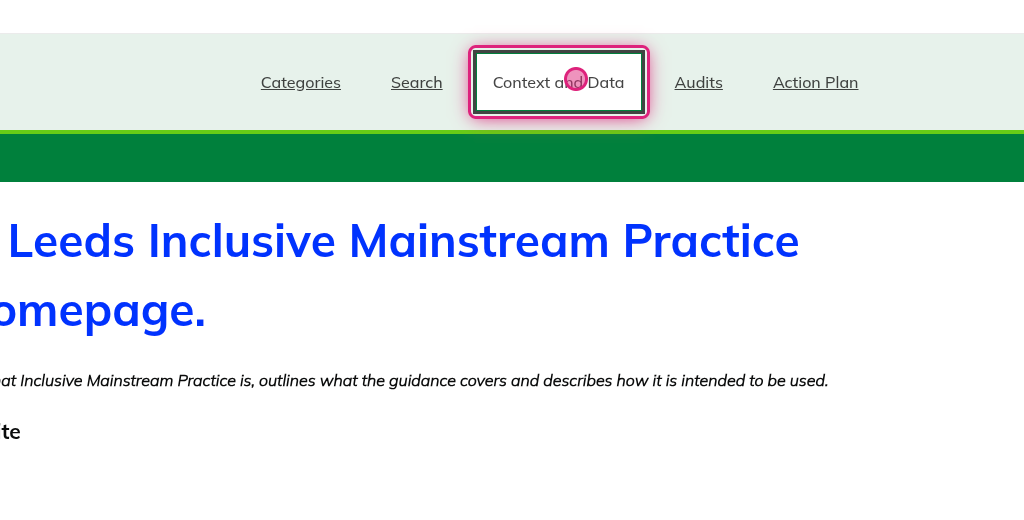 Screenshot of step 2, click on Context and data