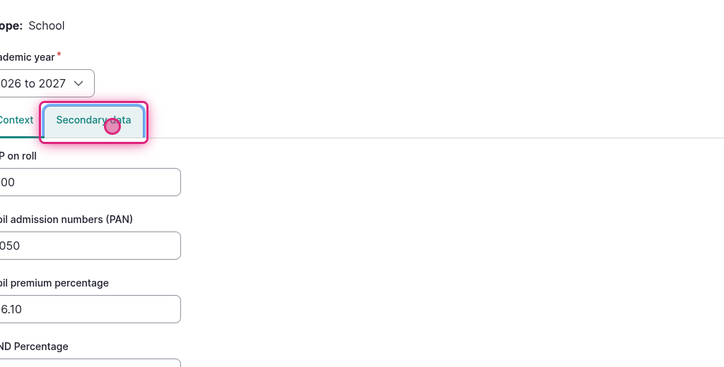 Screenshot of step 4, click on Context or Secondary data