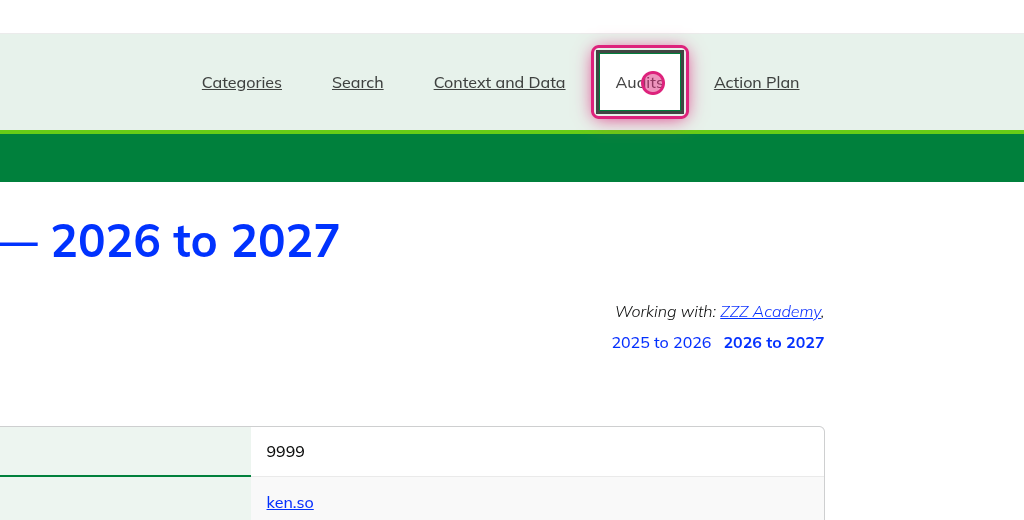 Screenshot of step 1, click on Audits