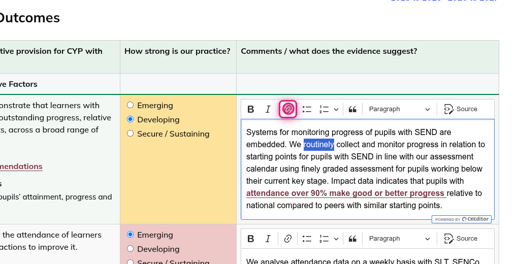 Screenshot of step 10, click on Link icon and add the link to your document