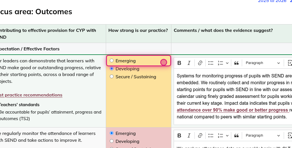 Screenshot of step 7, click on Emerging