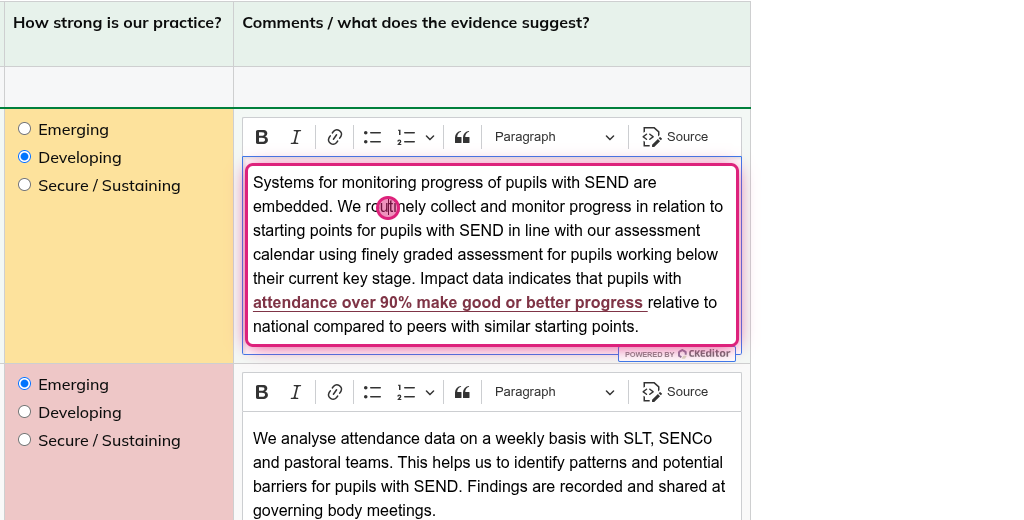 Screenshot of step 8, click on text input to edit your comments
