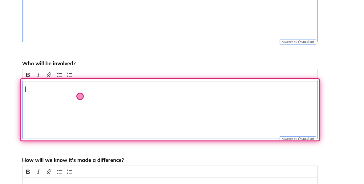Screenshot of step 9, complete Who will be involved?