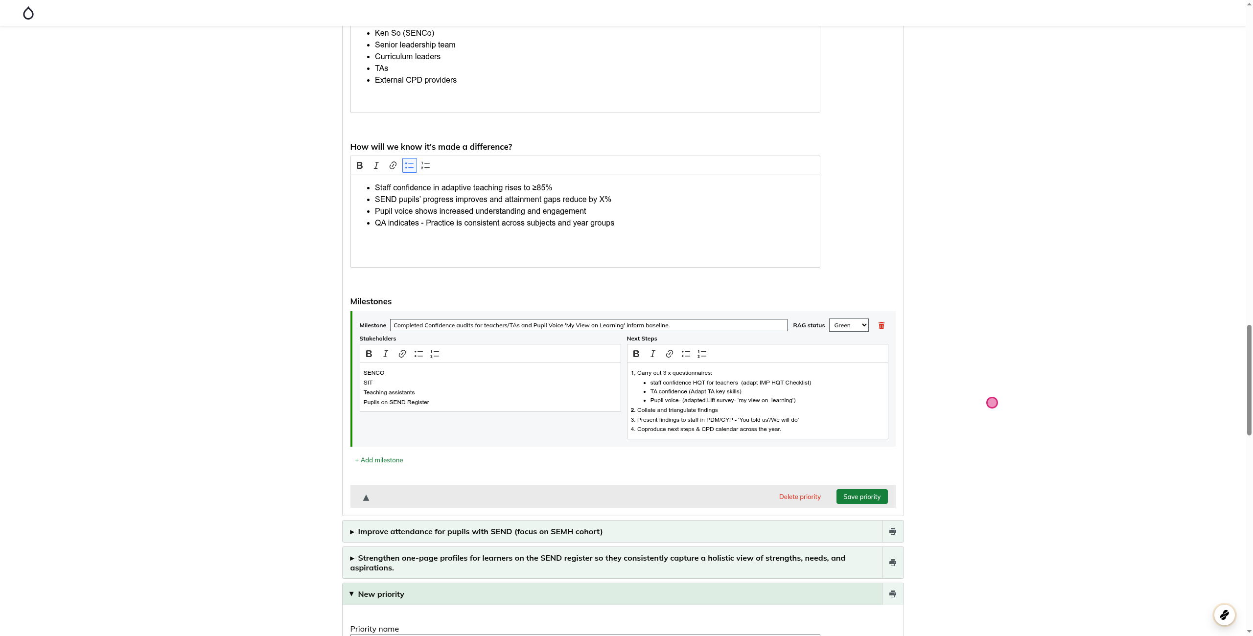 Screenshot of step 1, go to Action Plan — 2026 to 2027 | IMP