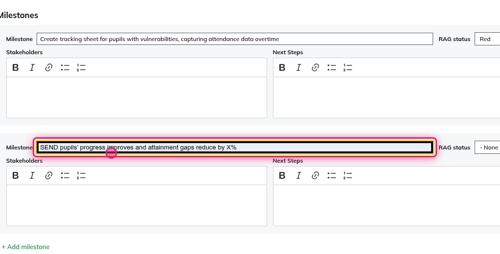 Screenshot of step 4, add a name for the milestone