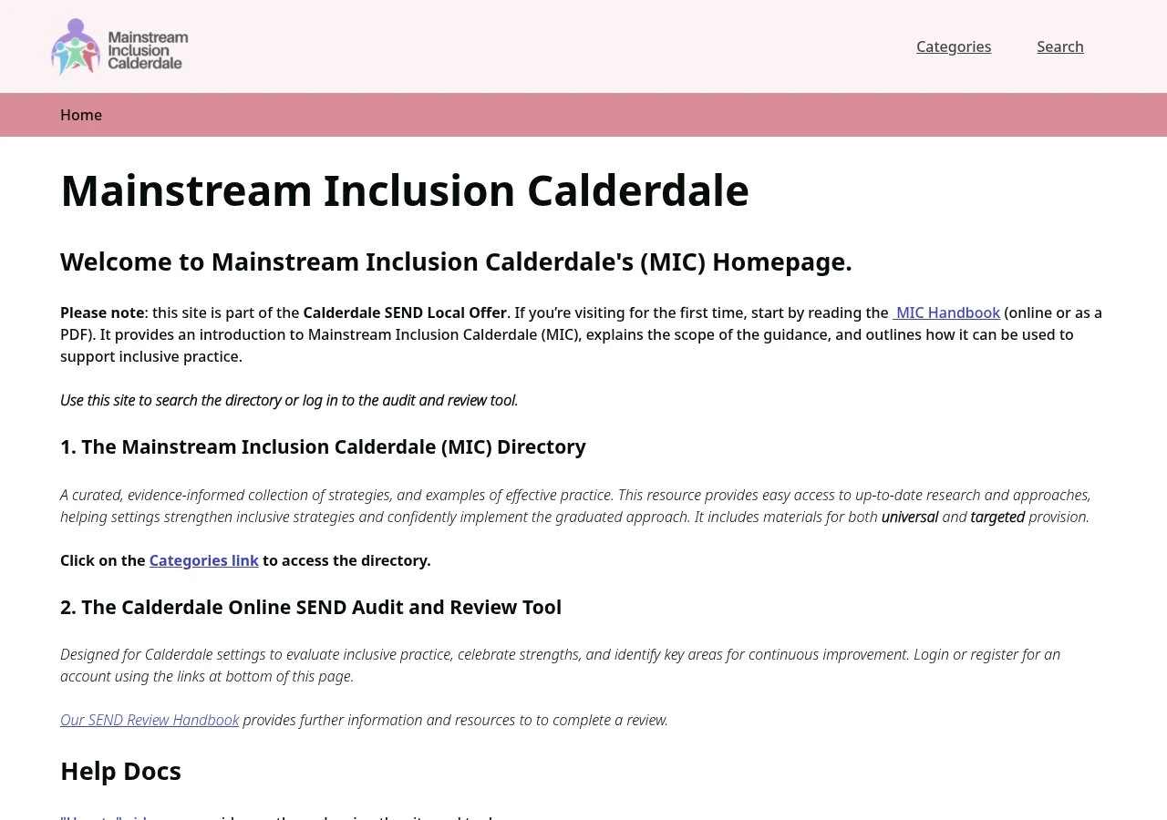 Mainstream Inclusion Calderdale