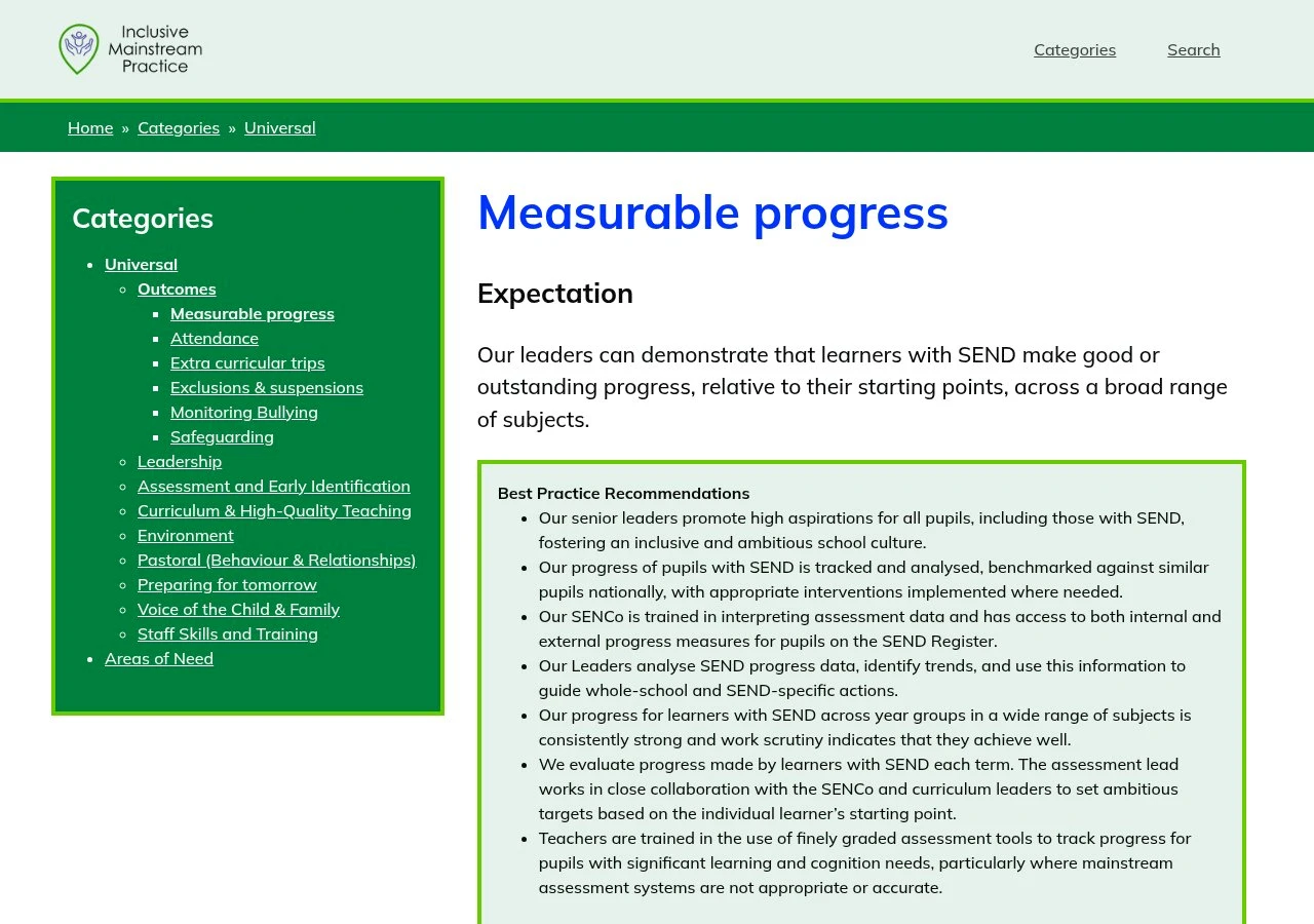 One expectation: the sentence, the best practice recommendations, then the resources with cost and stage